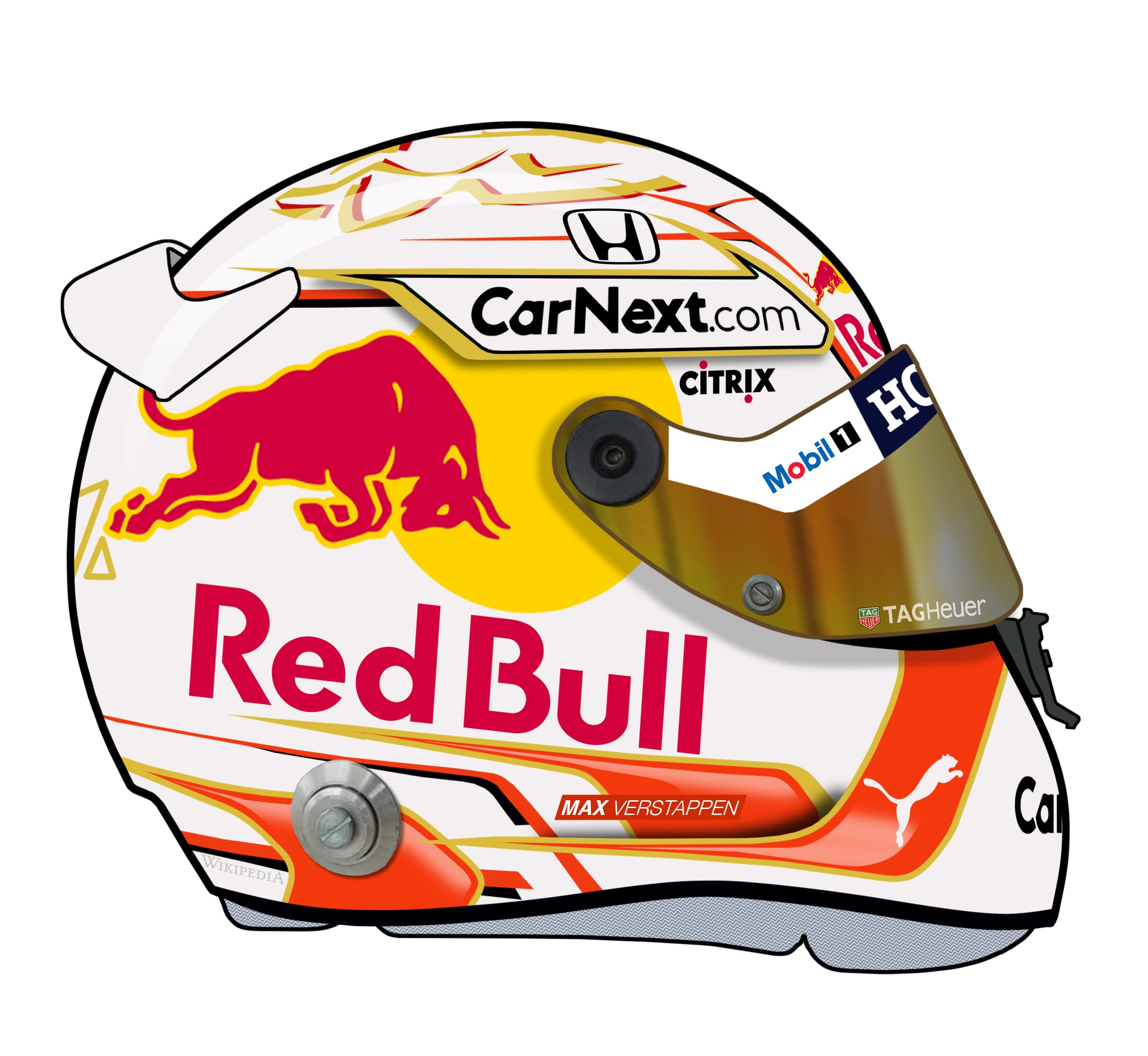 Max Verstappen’s 2021 season helmet, side view