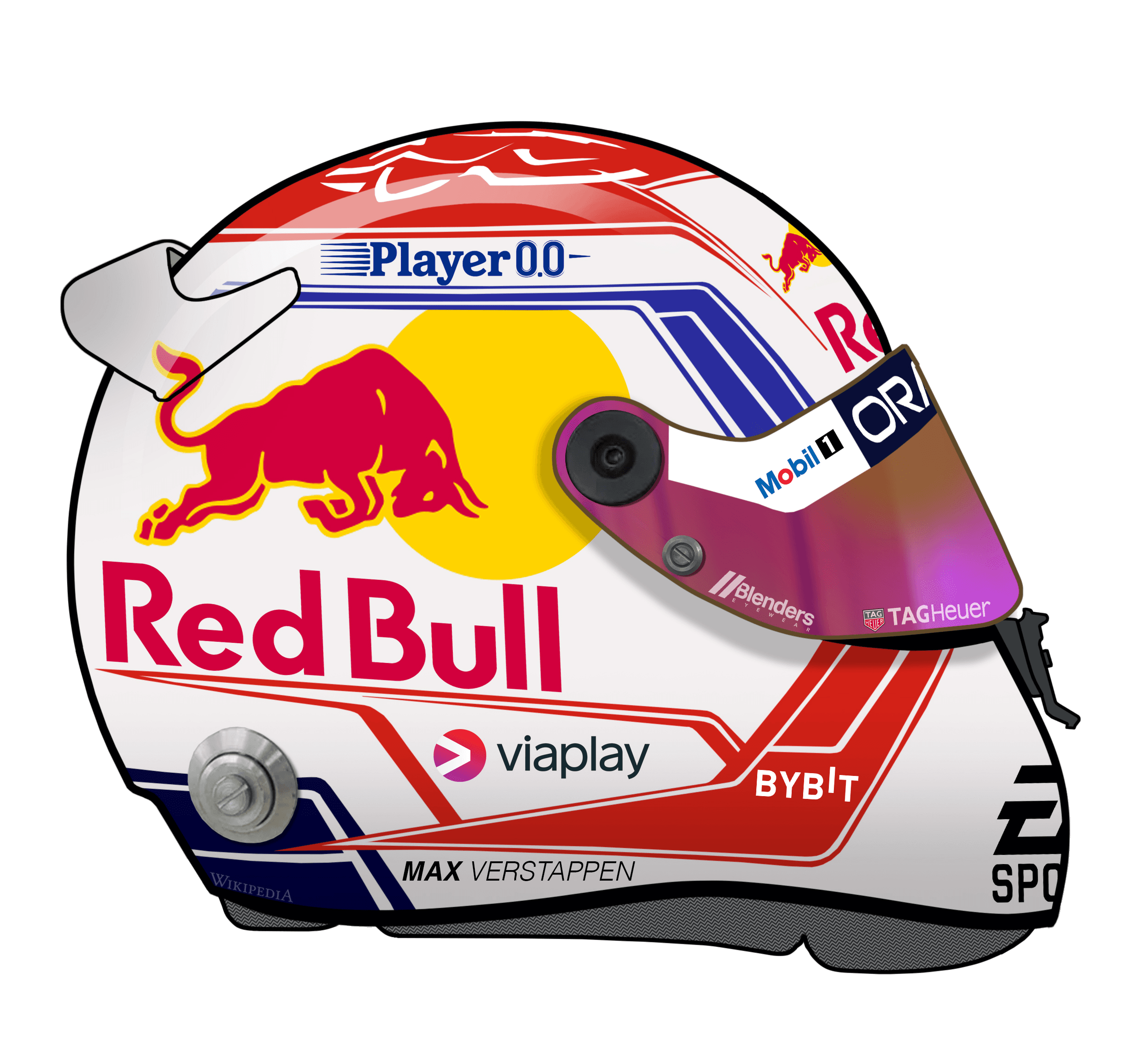 Max Verstappen’s 2023 season helmet, side view